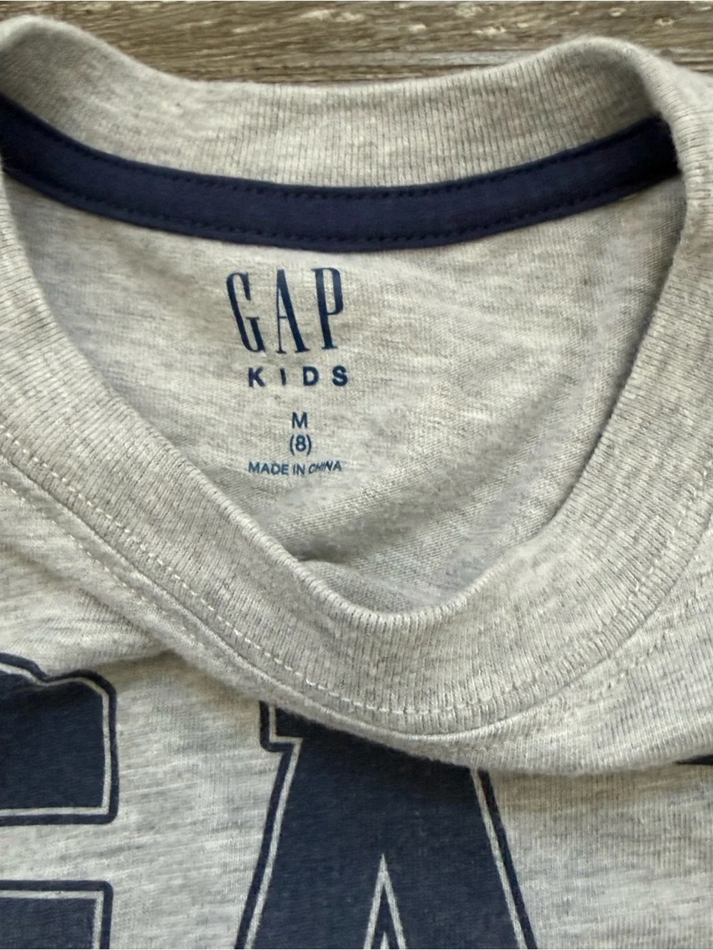 GAP Light Gray Tee with Navy Logo